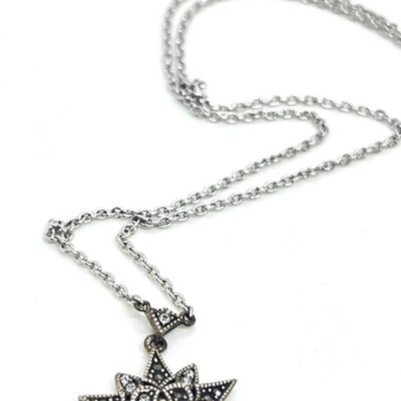 JUDITH JACK 925 MARCASITE STARBURST NECKLACE STERLING SILVER CZ SUN PENDANT - Picture 12 of 16